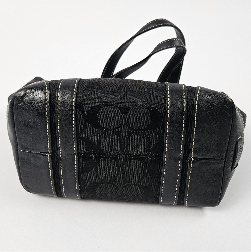 Coach Black Signature C Leather Detail Silver Hardware Mini Tote Bag 6043 - Picture 4 of 9